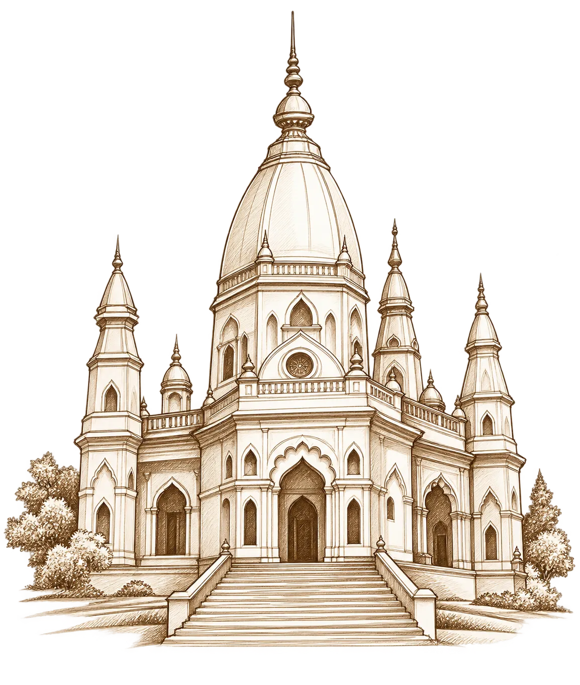 Kolkata heritage Dakshineswar temple sketch